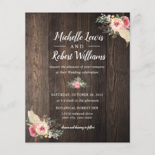 Lámina PRESUPUESTO Bonito Madera textura boda Floral rosa