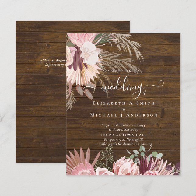 Lámina PRESUPUESTO Borgoña Boda Tropical de Pampas (Anverso / Reverso)