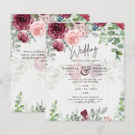 Lámina PRESUPUESTO Borgoña Rubor Pink Floral Wedding INVI