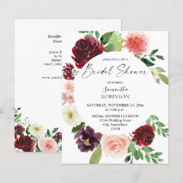 Lámina Presupuesto Borgoña Rubor Rosa 4 Floral Bridal Sho