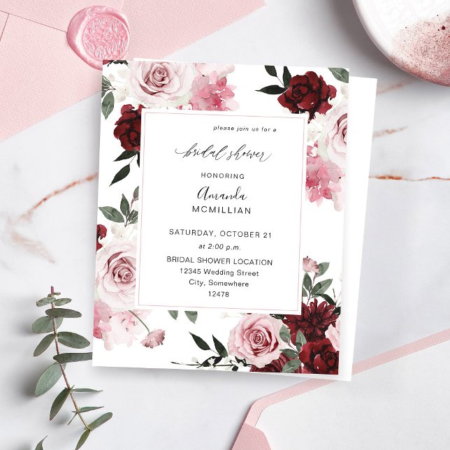 Lámina Presupuesto Borgoña y Floral Rosa 6 Ducha de novia (Subido por el creador)