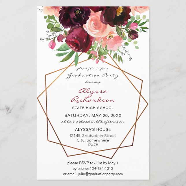 Lámina Presupuesto Borgoña y Floral Rosa para foto de Fie (Anverso)