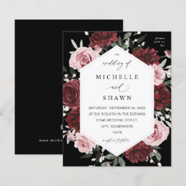 Lámina Presupuesto Borgoña y Rubor Rosa 6 Floral - Negro