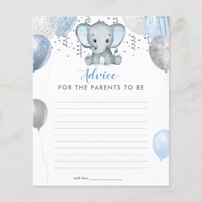 Lámina PRESUPUESTO Boy Elephant Advance Nuevos Padres Bab (Anverso)
