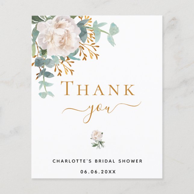Lámina PRESUPUESTO Bridal Shower eucalipto floral Gracias (Anverso)