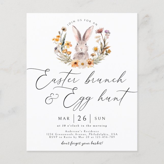 Lámina Presupuesto Brunch Brunch Egt Hunt Wildflower Bunn (Anverso)