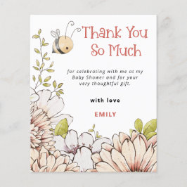 Lámina Presupuesto Bumblebee Coral Baby Shower Gracias