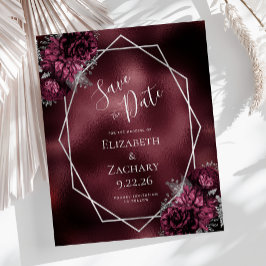 Lámina Presupuesto Burgundy Floral Silver Geo Guardar la