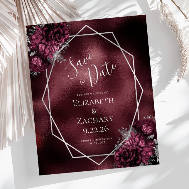 Lámina Presupuesto Burgundy Floral Silver Geo Guardar la  (Subido por el creador)