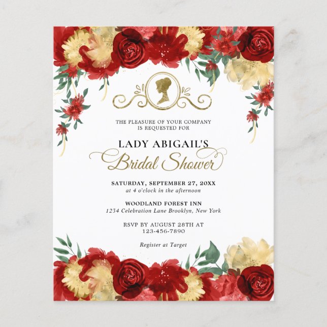 Lámina PRESUPUESTO Burgundy Floral Victorian Bridal Showe (Anverso)