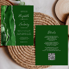 Lámina Presupuesto Caza Verde Ágata Plata Código QR Boda