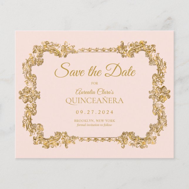 Lámina PRESUPUESTO Classic Rubor Pink Gold Frame Quincean (Anverso)