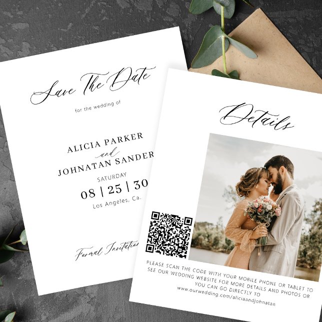 Lámina Presupuesto código QR boda elegante foto guardar f (Subido por el creador)
