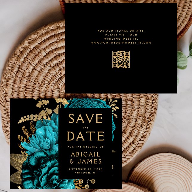 Lámina Presupuesto Código QR Boda Verde azulada Floral Gu (Subido por el creador)