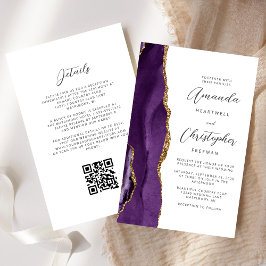 Lámina Presupuesto Código QR Bodas Ágata Dorada Púrpura
