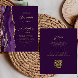 Lámina Presupuesto Código QR Bodas Ciruela Ágata Oro Púrp