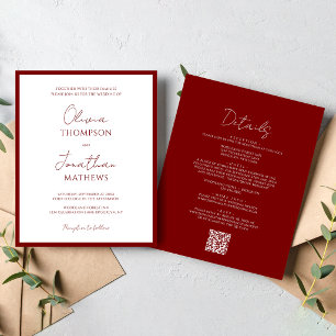 Lámina PRESUPUESTO Código QR de Boda de Borde Rojo Simple