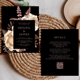 Lámina Presupuesto Código QR Floral Oscuro Rosa Dorada Iv