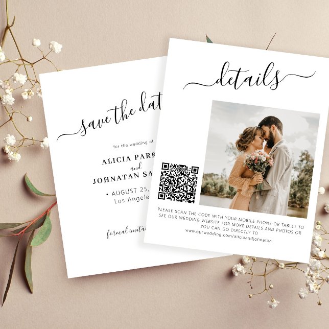 Lámina Presupuesto código QR foto boda elegante guardar f (Subido por el creador)