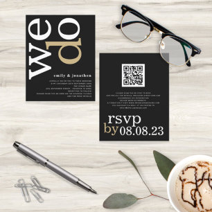 Lámina PRESUPUESTO Código QR Invitación a la Boda Negra d