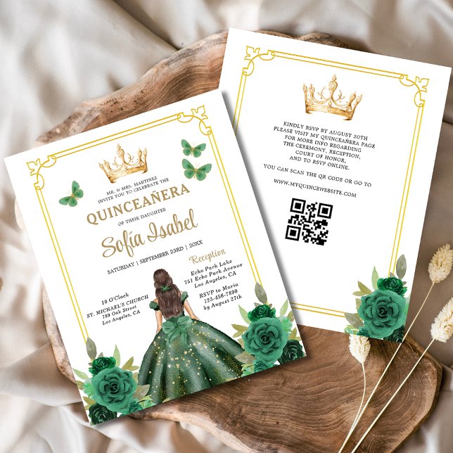 Lámina Presupuesto Código QR Quinceanera Emerald Green (Subido por el creador)