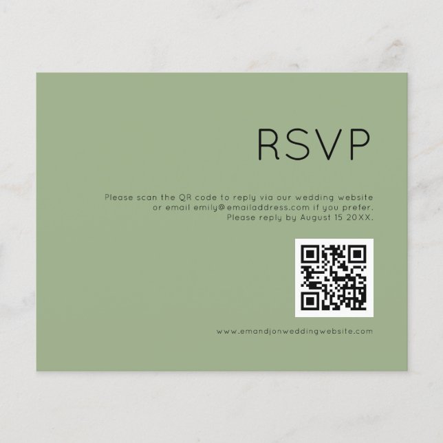 Lámina Presupuesto Código QR simple matrimonio Sage RSVP (Anverso)