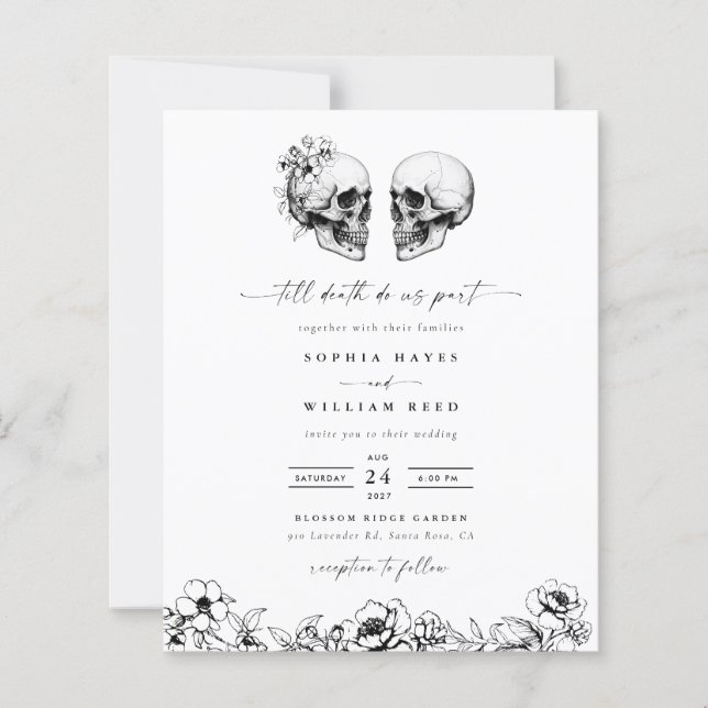 Lámina PRESUPUESTO Cráneo Gótico Hallowedding Retro Boda (Anverso)