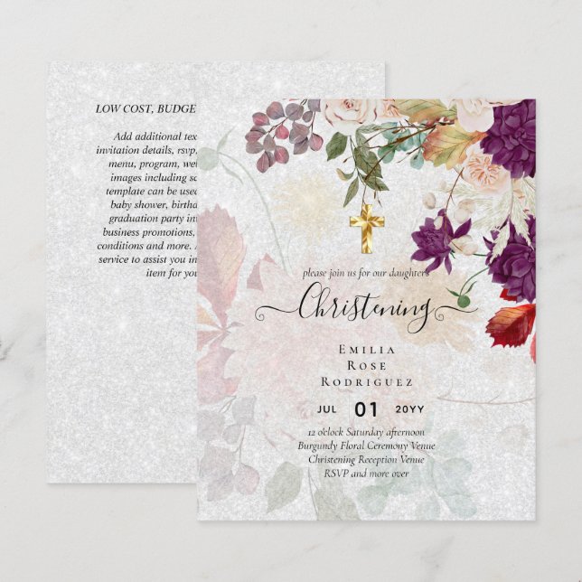 Lámina PRESUPUESTO CRISTENING Invitan al bautismo Bautizo (Anverso / Reverso)