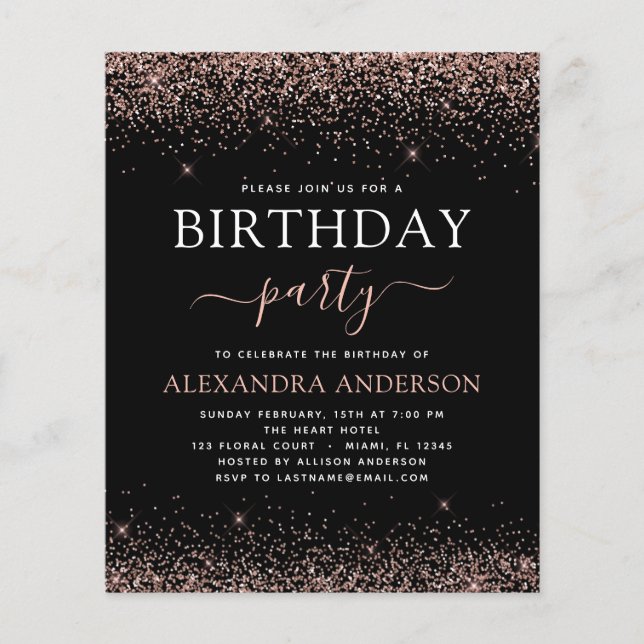 Lámina Presupuesto Cualquier edad Rosa de cumpleaños Purp (Anverso)