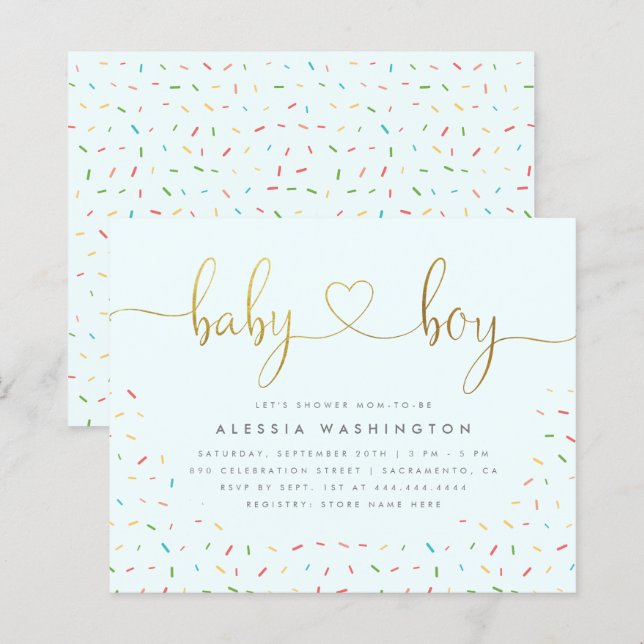 Lámina Presupuesto Cuesta Confetti Sprinkle Gold Boy Baby (Anverso / Reverso)