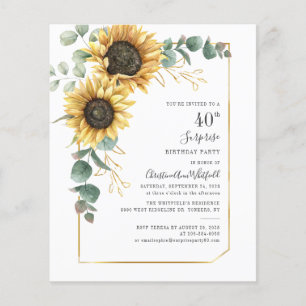 Lámina Presupuesto Cumpleaños 40 Floral Eucalipto Girasol