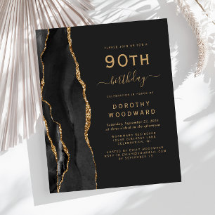Lámina Presupuesto Cumpleaños 90 Negro Oro Ágata Oscuro I
