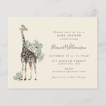 Presupuesto Cute Floral Giraffe Simple Baby Shower
