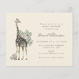 Lámina Presupuesto Cute Floral Giraffe Simple Baby Shower