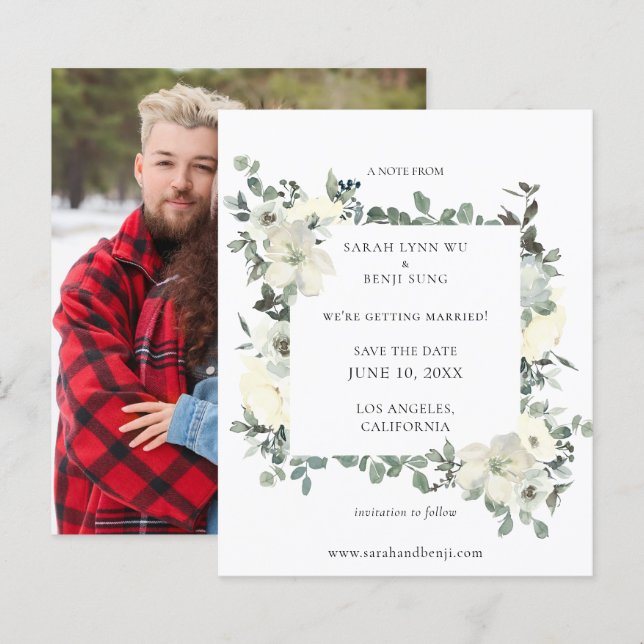 Lámina Presupuesto D Floral azul y blanca Guardar foto de (Anverso / Reverso)