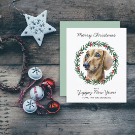 Lámina Presupuesto Dachshund Dog Merry Christmas Wreath C