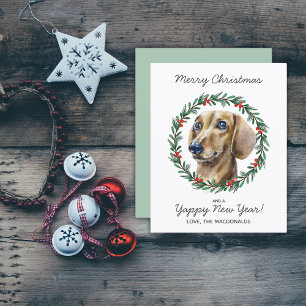 Lámina Presupuesto Dachshund Dog Merry Christmas Wreath C