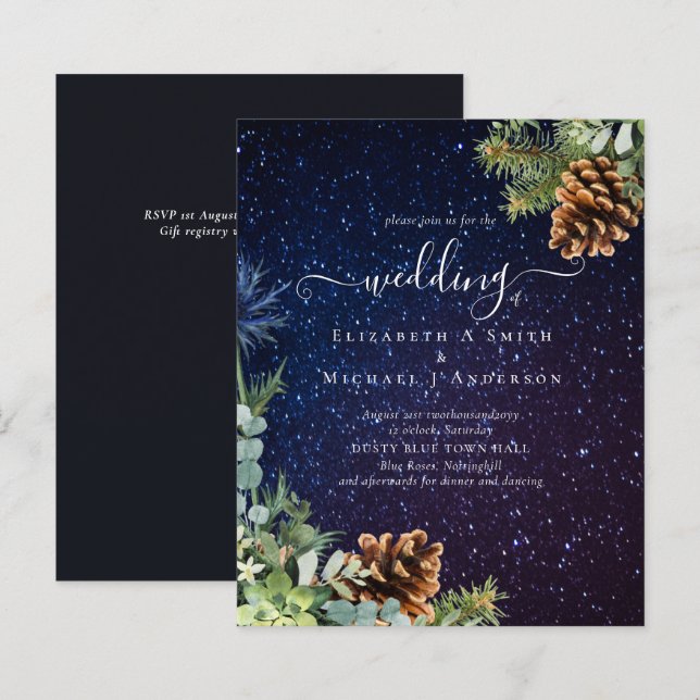 Lámina Presupuesto de Boda de Invierno Noche Starry (Anverso / Reverso)