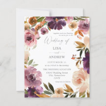 Presupuesto de boda floral con púrpura y rosa V3 g