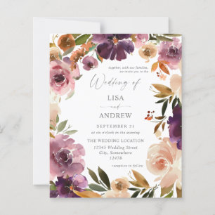 Lámina Presupuesto de boda floral con púrpura y rosa V3 g