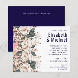 Lámina Presupuesto de Boda floral rosa de luz azul de la 