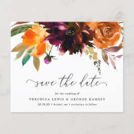 Lámina Presupuesto de boda rústica de otoño floral Save t