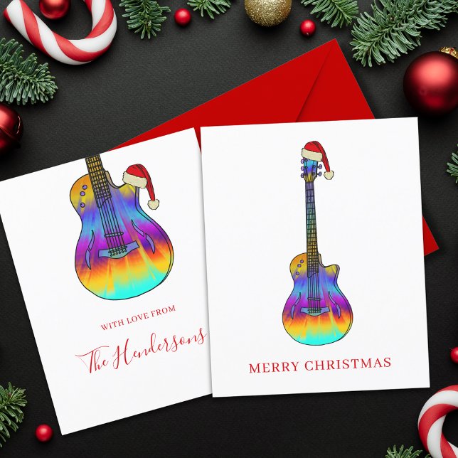 Lámina Presupuesto de Guitar Merry Christmas Personalizad (Christmas guitar budget custom holiday greetings card)