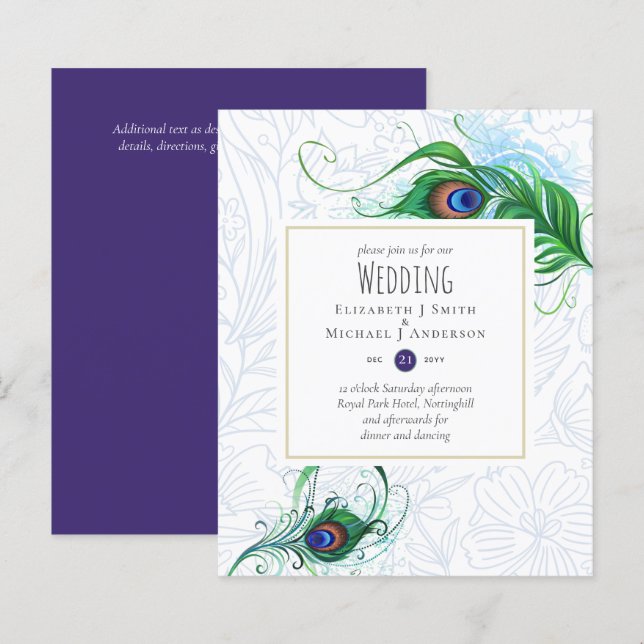 Lámina PRESUPUESTO DE Invitación a la boda de la pluma de (Anverso / Reverso)