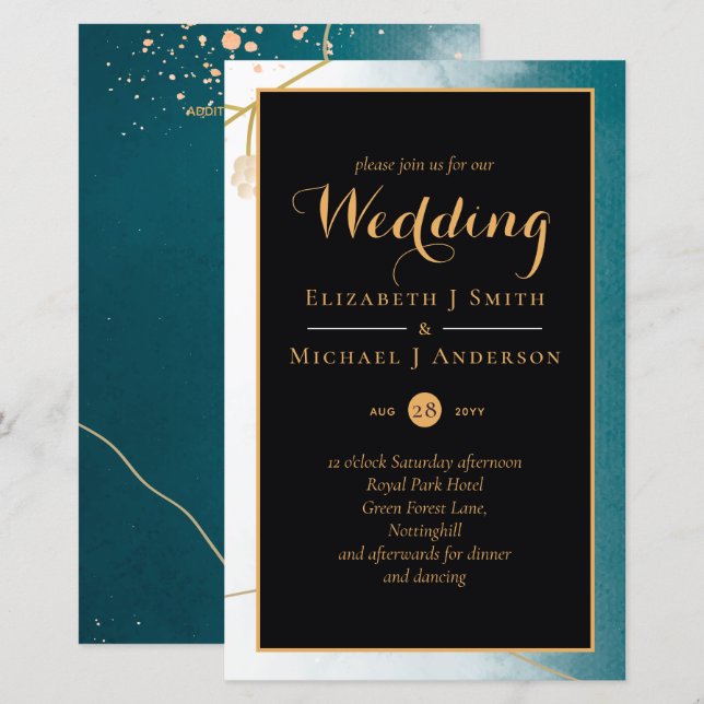 Lámina PRESUPUESTO DE Invitación a la Boda de Oro Verde a (Anverso / Reverso)