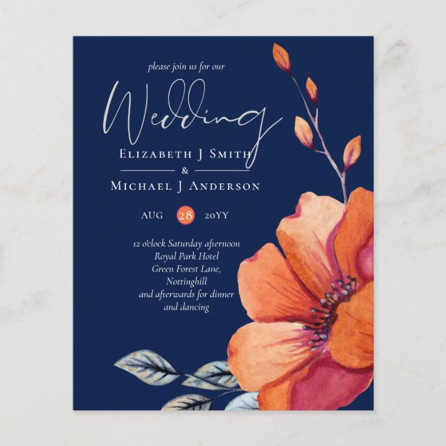Lámina PRESUPUESTO DE Invitación a la Boda de Otoño de la (Anverso)