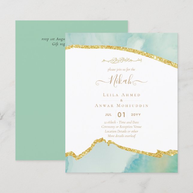 Lámina PRESUPUESTO DE Invitaciones a la Boda de NIKAH Isl (Anverso / Reverso)