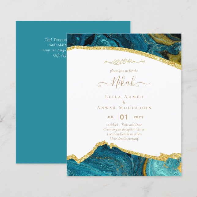 Lámina PRESUPUESTO DE Invitaciones a la Boda de NIKAH Isl (Anverso / Reverso)