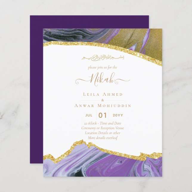 Lámina PRESUPUESTO DE Invitaciones a la Boda de NIKAH Isl (Anverso / Reverso)