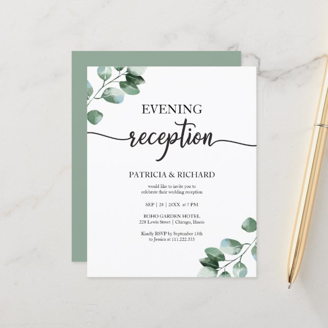 Lámina Presupuesto de invitaciones para recepción de boda (Anverso/Reverso In Situ)